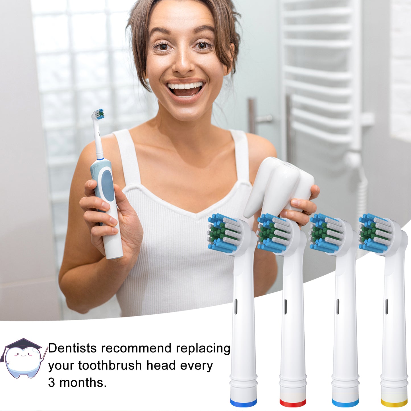 Replacement Heads Compatible with Oral B Braun Electric Toothbrush - DuPont Soft Bristles Tooth Brush for Gentle Gum Care, Pack of 16