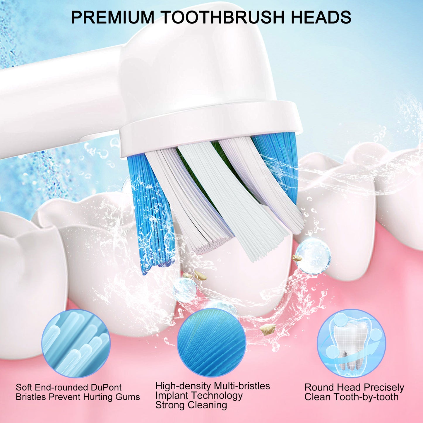 Replacement Heads Compatible with Oral B Braun Electric Toothbrush - DuPont Soft Bristles Tooth Brush for Gentle Gum Care, Pack of 16