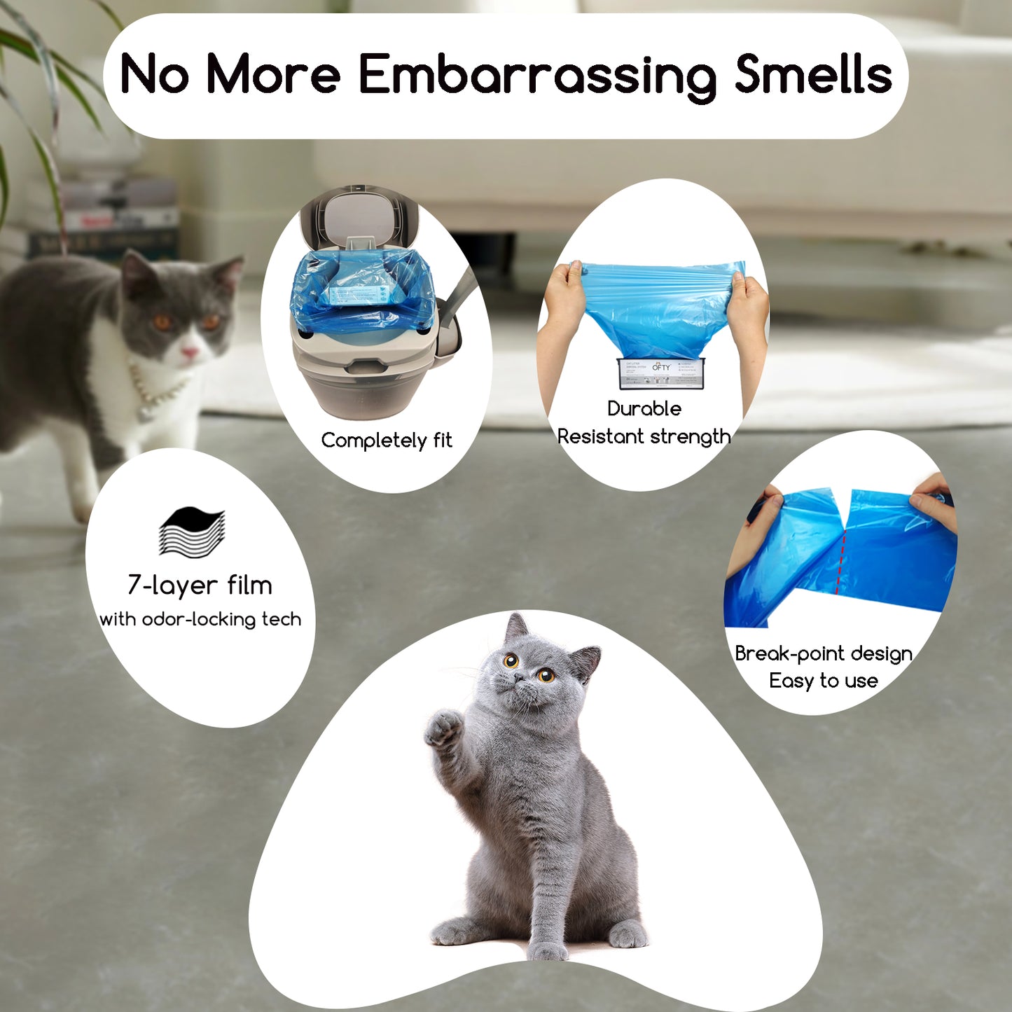 The Best Alternative Litter Genie Easy Roll 48 Count: 7-Layer OdorLock Technology, Leakproof Heavy Duty Cat Litter Bags – OFTY