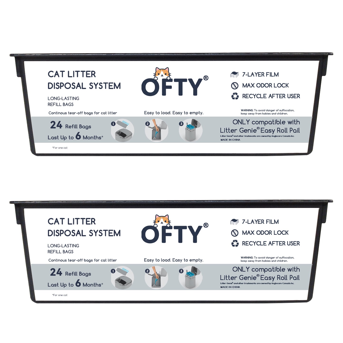 The Best Alternative Litter Genie Easy Roll 48 Count: 7-Layer OdorLock Technology, Leakproof Heavy Duty Cat Litter Bags – OFTY