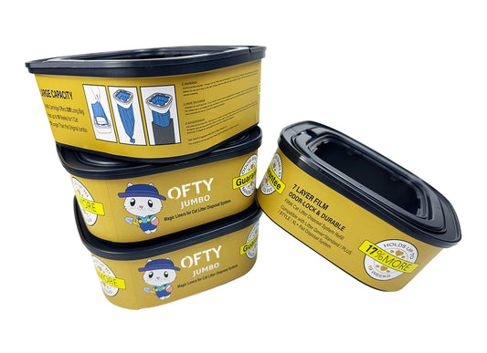 OFTY Jumbo Refill Bags for Litter Genie,Pet Genie | High-Efficiency Cat Litter Odor Control | 4-Pack