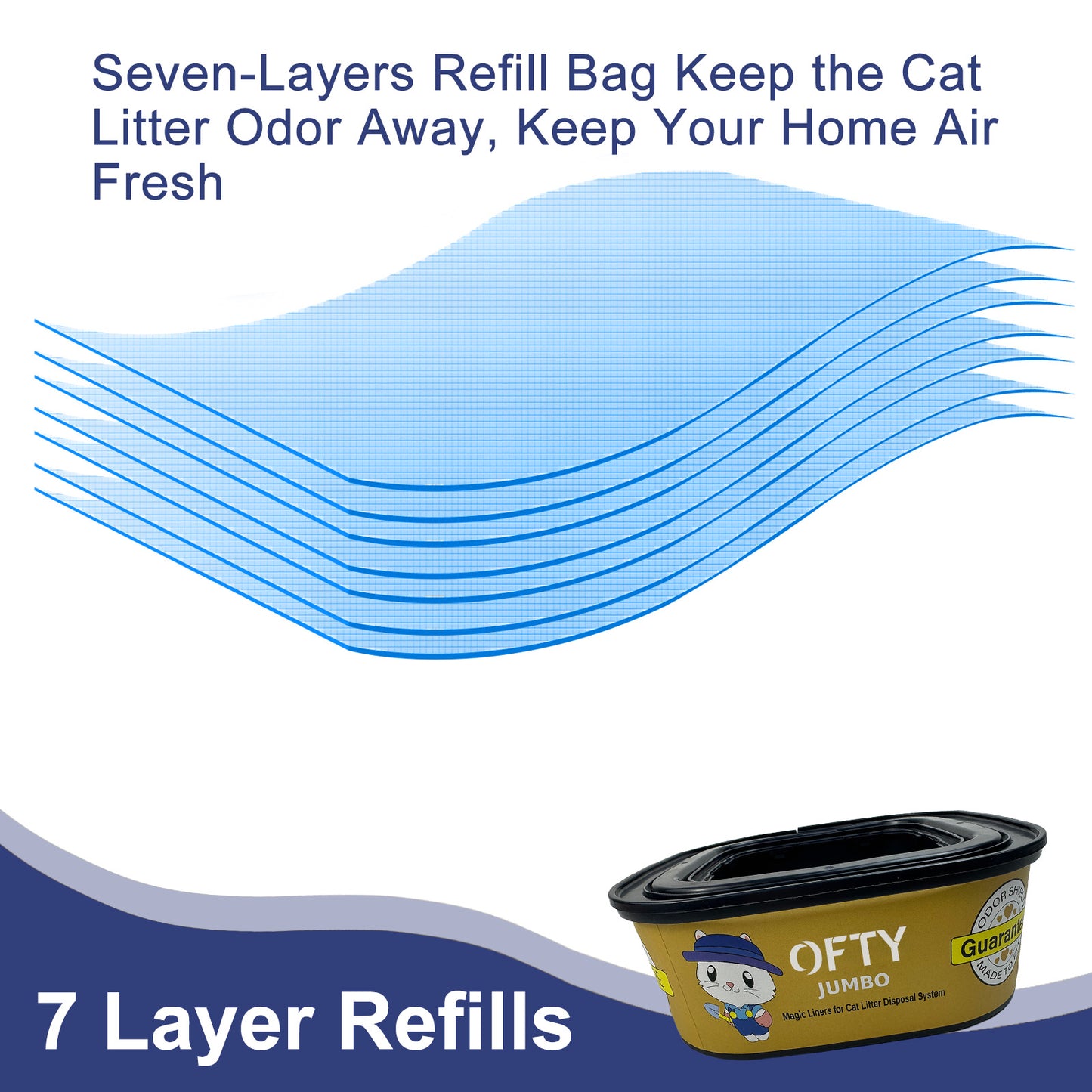 OFTY Jumbo Refill Bags for Litter Genie,Pet Genie | High-Efficiency Cat Litter Odor Control | 4-Pack